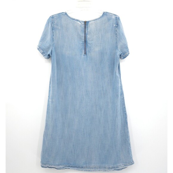John Mark distressed denim A-line shift dress Size M blue short sleeve Lyocell - Picture 5 of 6